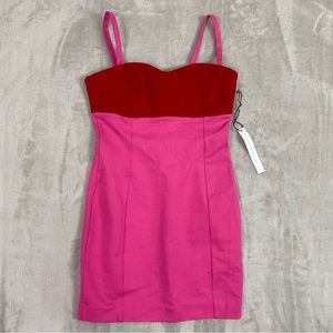 Susana Monaco Red and Pink Mini Dress